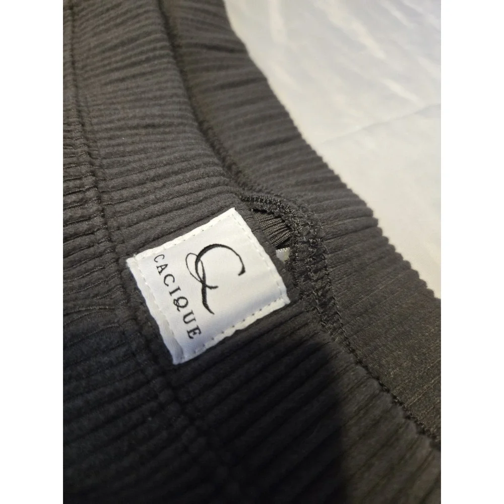 Cacique Wide Leg Sleep Pajama Pants Gray Ribbed Pockets 22/24 Lane Bryant Lounge